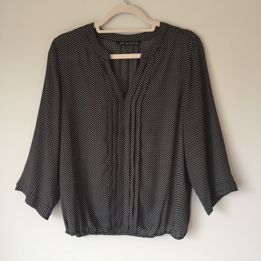 Zac & Rachel | Black and White Pleated Top